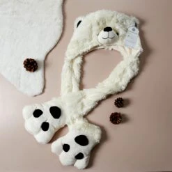 ECHARPE 3 EN 1 OURS BLANC -Ameublement De Maison 38 2S 020 echarpe 3 en 2