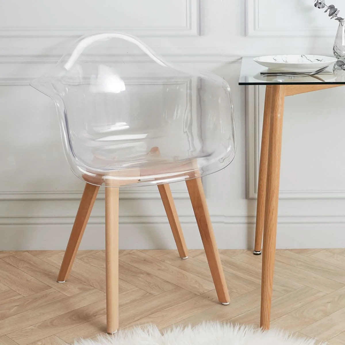 FAUTEUIL SCANDINAVE TRANSPARENT - Lot De 2 3 FAUTEUIL SCANDINAVE TRANSPARENT - Lot De 2