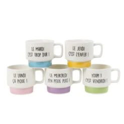 COFFRET DE 5 TASSES A CAFE SEMAINE -Ameublement De Maison 39 vf 050 images 39 vf 050 1