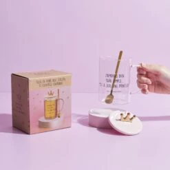 TASSE VERRE PELLE AVEC COUVERCLE ROSE COURONNE