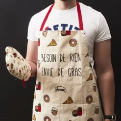 SET TABLIER ET GANT DE CUISINE BESOIN DE RIEN ENVIE DE GRAS