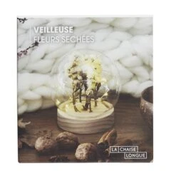 VEILLEUSE RONDE FLEURS SECHEES -Ameublement De Maison 42 2L 001 veilleuse ronde fleurs