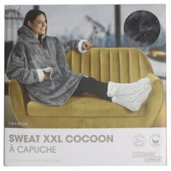 SWEAT XXL COCOON A CAPUCHE -Ameublement De Maison 42 2S 008 PACK0 sweat cocoon xxl gris