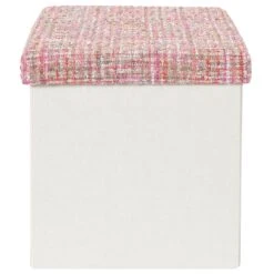 POUF PLIABLE TWEED ROSE -Ameublement De Maison 43 1H 012 pouf pliable tweed rose 1