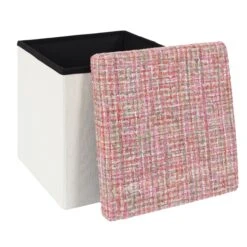 POUF PLIABLE TWEED ROSE -Ameublement De Maison 43 1H 012 pouf pliable tweed rose
