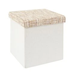 POUF PLIABLE TWEED BEIGE 12 POUF PLIABLE TWEED BEIGE -Ameublement De Maison 43 1H 020 pouf pliable tweed beige 2