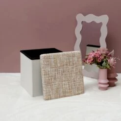 POUF PLIABLE TWEED BEIGE