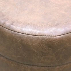 POUF PU MARRON CHESTER -Ameublement De Maison HD6614 POUF PU MARRON CHESTER 2