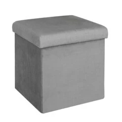 COFFRE POUF PLIABLE VELOURS COTELE GIULIA GRIS 10 COFFRE POUF PLIABLE VELOURS COTELE GIULIA GRIS -Ameublement De Maison HD6810 COFFRE POUF PLIABLE VELOURS COTELE GIULIA GRIS 3
