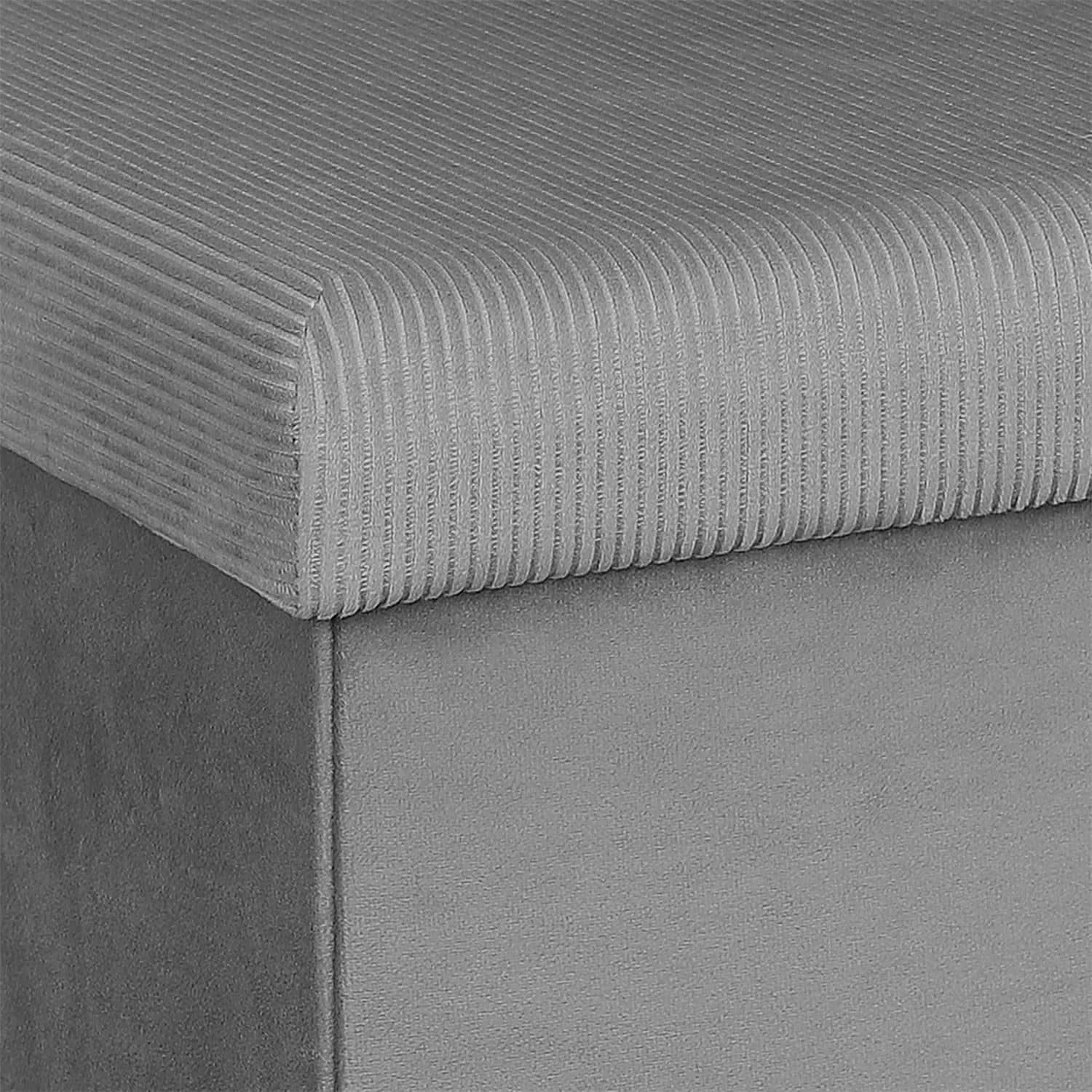 COFFRE POUF PLIABLE VELOURS COTELE GIULIA GRIS 7 COFFRE POUF PLIABLE VELOURS COTELE GIULIA GRIS – Image 5