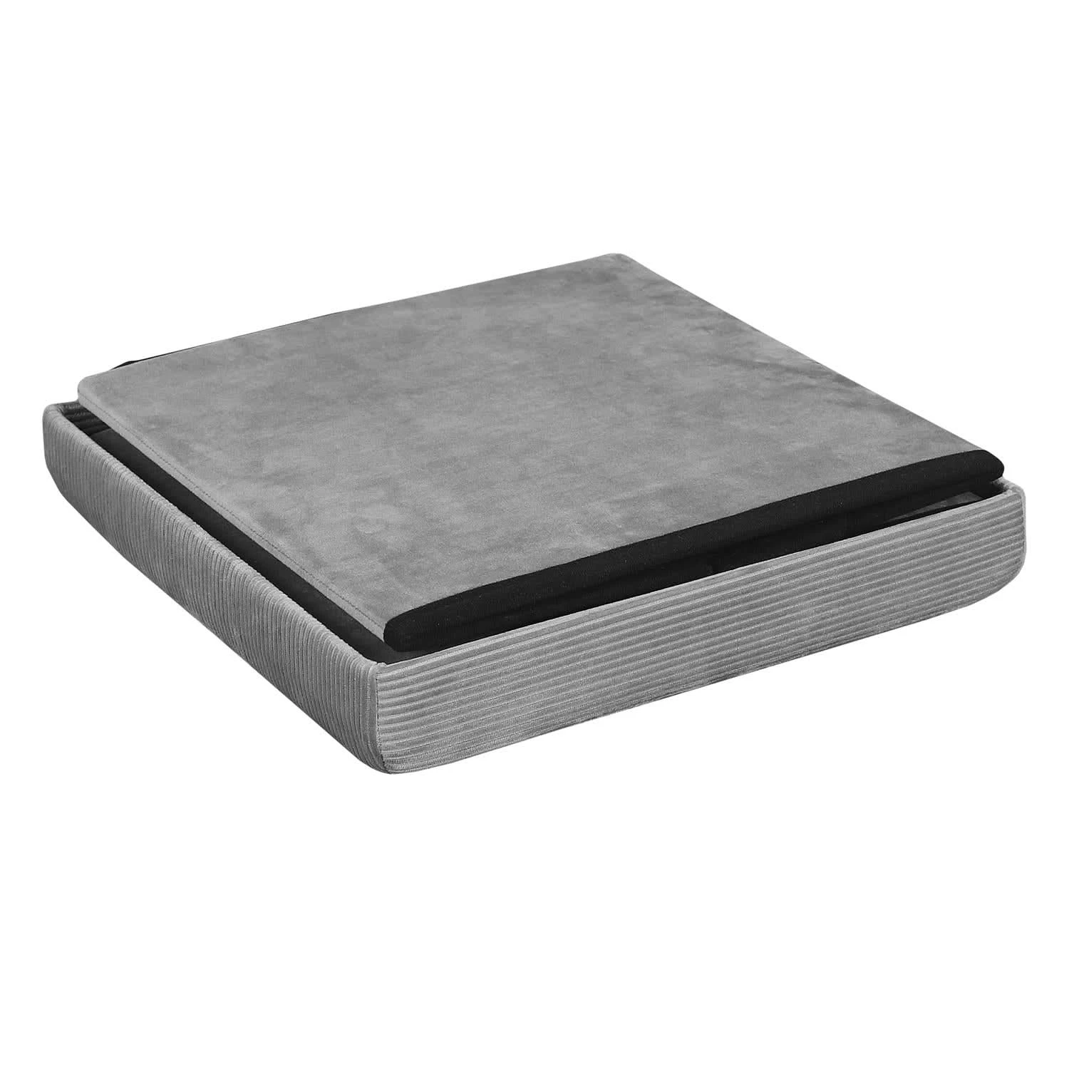 COFFRE POUF PLIABLE VELOURS COTELE GIULIA GRIS 8 COFFRE POUF PLIABLE VELOURS COTELE GIULIA GRIS – Image 6