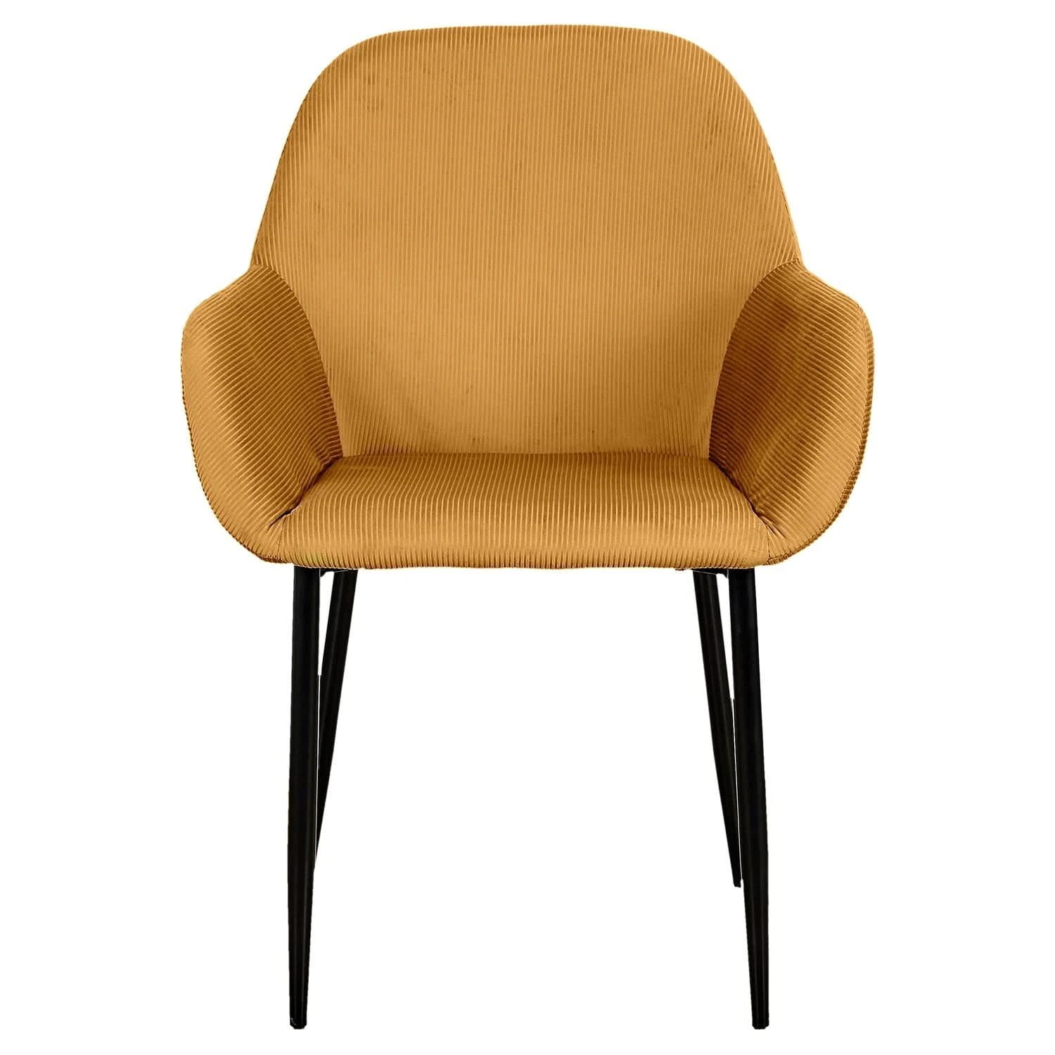 FAUTEUIL GIULIA JAUNE MOUTARDE VELOURS COTELE - Lot De 2 6 FAUTEUIL GIULIA JAUNE MOUTARDE VELOURS COTELE - Lot De 2 – Image 4