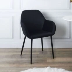 FAUTEUIL GIULIA NOIR VELOURS COTELE - Lot De 2