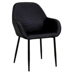 FAUTEUIL GIULIA NOIR VELOURS COTELE - Lot De 2 -Ameublement De Maison HD6830 FAUTEUILGIULIANOIRVELOURSCOTELE 1