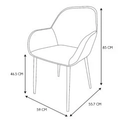 FAUTEUIL GIULIA ROSE VELOURS COTELE - Lot De 2 -Ameublement De Maison HD6831 FAUTEUIL GIULIA ROSE VELOURS COTELE 3