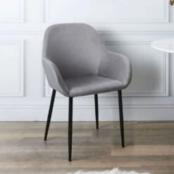 FAUTEUIL GIULIA GRIS FONCE VELOURS COTELE - Lot De 2