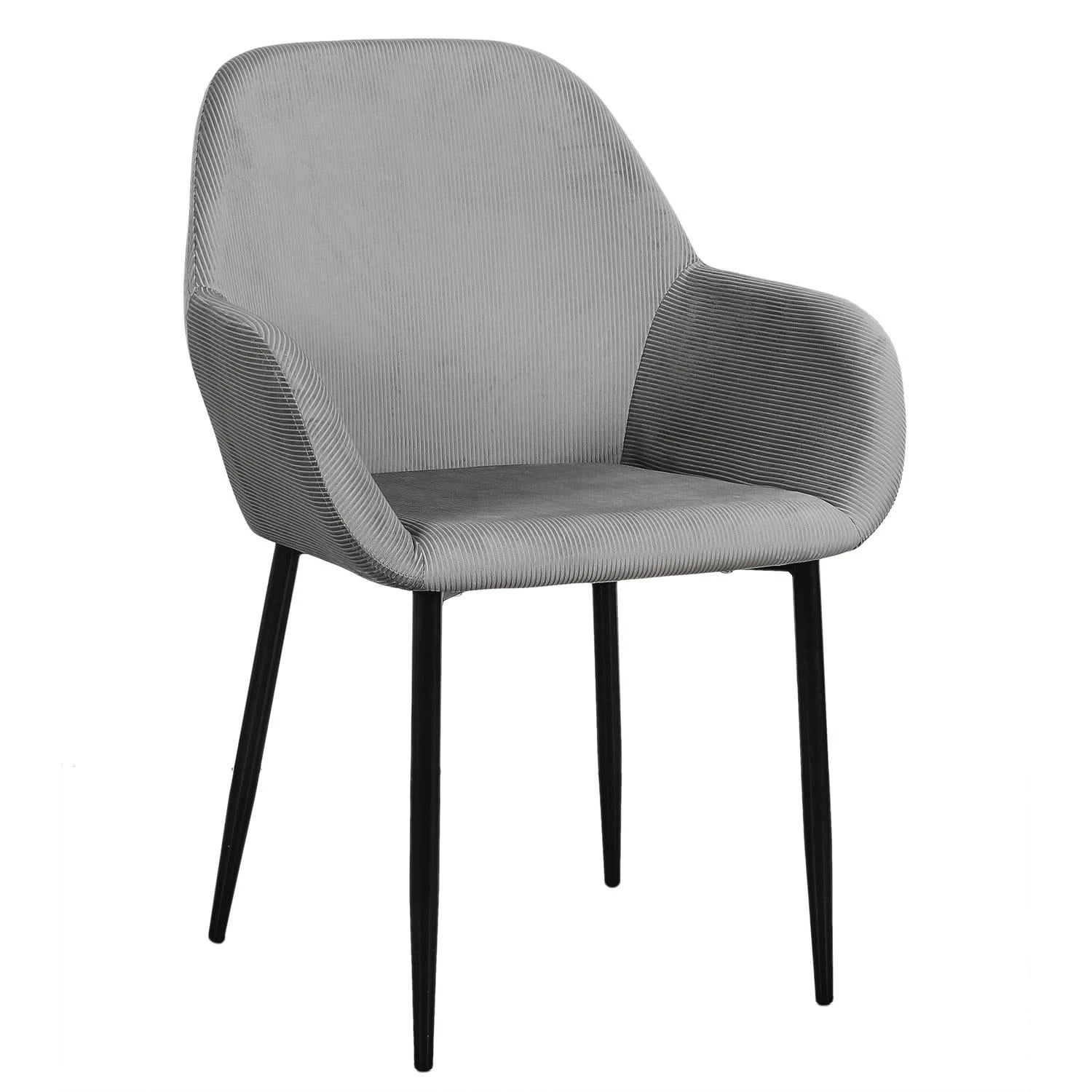 FAUTEUIL GIULIA GRIS FONCE VELOURS COTELE - Lot De 2 5 FAUTEUIL GIULIA GRIS FONCE VELOURS COTELE - Lot De 2 – Image 3