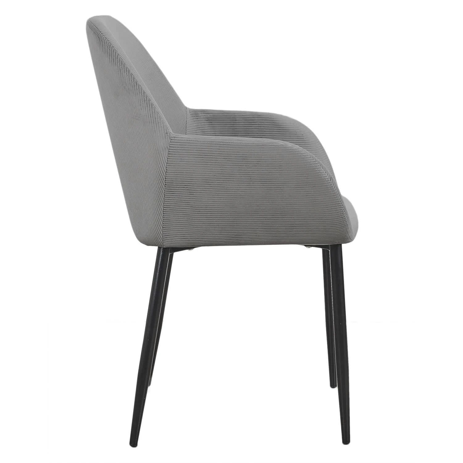 FAUTEUIL GIULIA GRIS FONCE VELOURS COTELE - Lot De 2 7 FAUTEUIL GIULIA GRIS FONCE VELOURS COTELE - Lot De 2 – Image 5