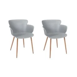 FAUTEUIL LORENS GRIS - Lot De 2 -Ameublement De Maison HD7299 FAUTEUIL LORENS GRIS 4