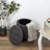 COFFRE POUF ROND ELEONOR GRIS -Ameublement De Maison HD7316 COFFRE POUF ROND ELEONOR GRIS