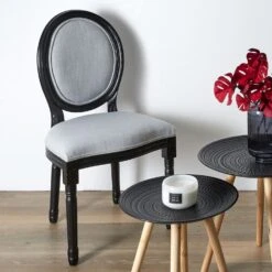 CHAISE ELEONOR NOIR TISSU GRIS - Lot De 2 -Ameublement De Maison HD7325 CHAISE ELEONOR NOIR TISSU GRIS 2