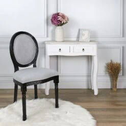 CHAISE ELEONOR NOIR TISSU GRIS - Lot De 2