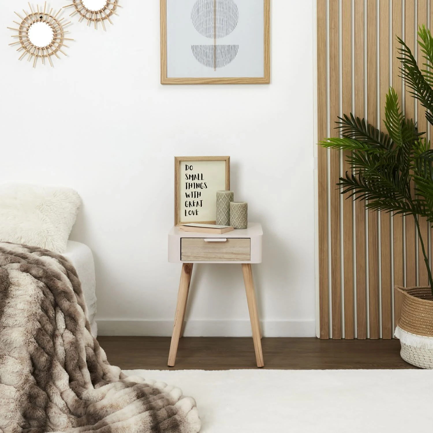 CHEVET 1 TIROIR EN BOIS ROSE 7 CHEVET 1 TIROIR EN BOIS ROSE – Image 5