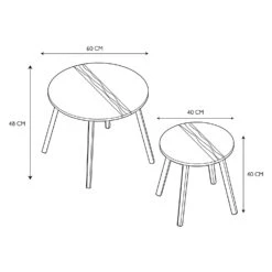 TABLE GIGOGNE BICOLORE RELIEF BLANC X2 -Ameublement De Maison HD7356 TABLE GIGOGNE BICOLORE RELIEF BLANC X2 6