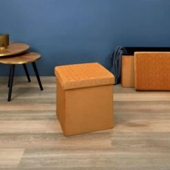 COFFRE POUF PLIABLE RETRO MOUTARDE