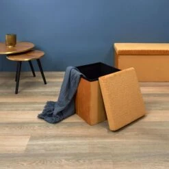 COFFRE POUF PLIABLE RETRO MOUTARDE -Ameublement De Maison HD7402 coffre pouf pliable retro mourtade