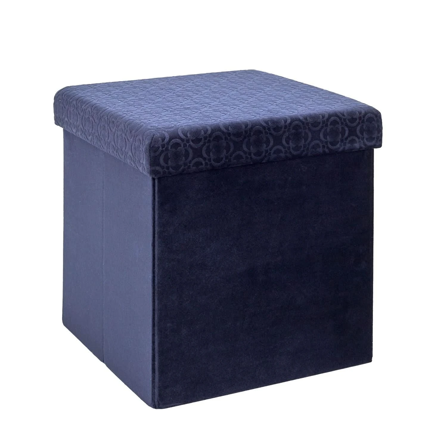 COFFRE POUF PLIABLE RETRO BLEU NUIT 5 COFFRE POUF PLIABLE RETRO BLEU NUIT – Image 3
