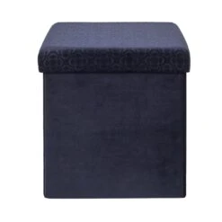 COFFRE POUF PLIABLE RETRO BLEU NUIT 13 COFFRE POUF PLIABLE RETRO BLEU NUIT -Ameublement De Maison HD7403 COFFRE POUF PLIABLE RETRO BLEU NUIT 3