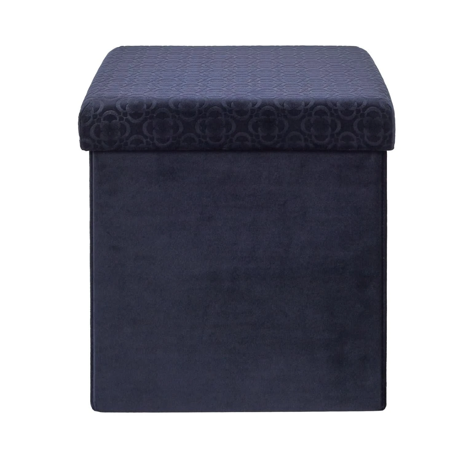 COFFRE POUF PLIABLE RETRO BLEU NUIT 6 COFFRE POUF PLIABLE RETRO BLEU NUIT – Image 4