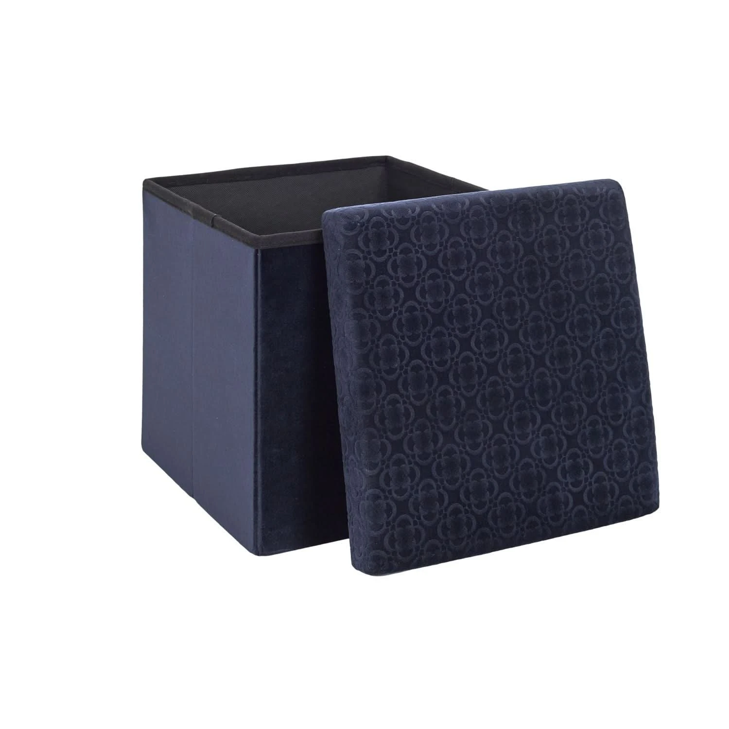 COFFRE POUF PLIABLE RETRO BLEU NUIT 8 COFFRE POUF PLIABLE RETRO BLEU NUIT – Image 6