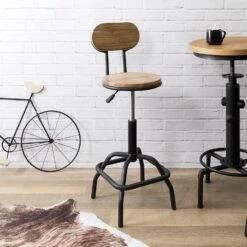 CHAISE DE BAR REGLABLE BOIS BRUT ACE