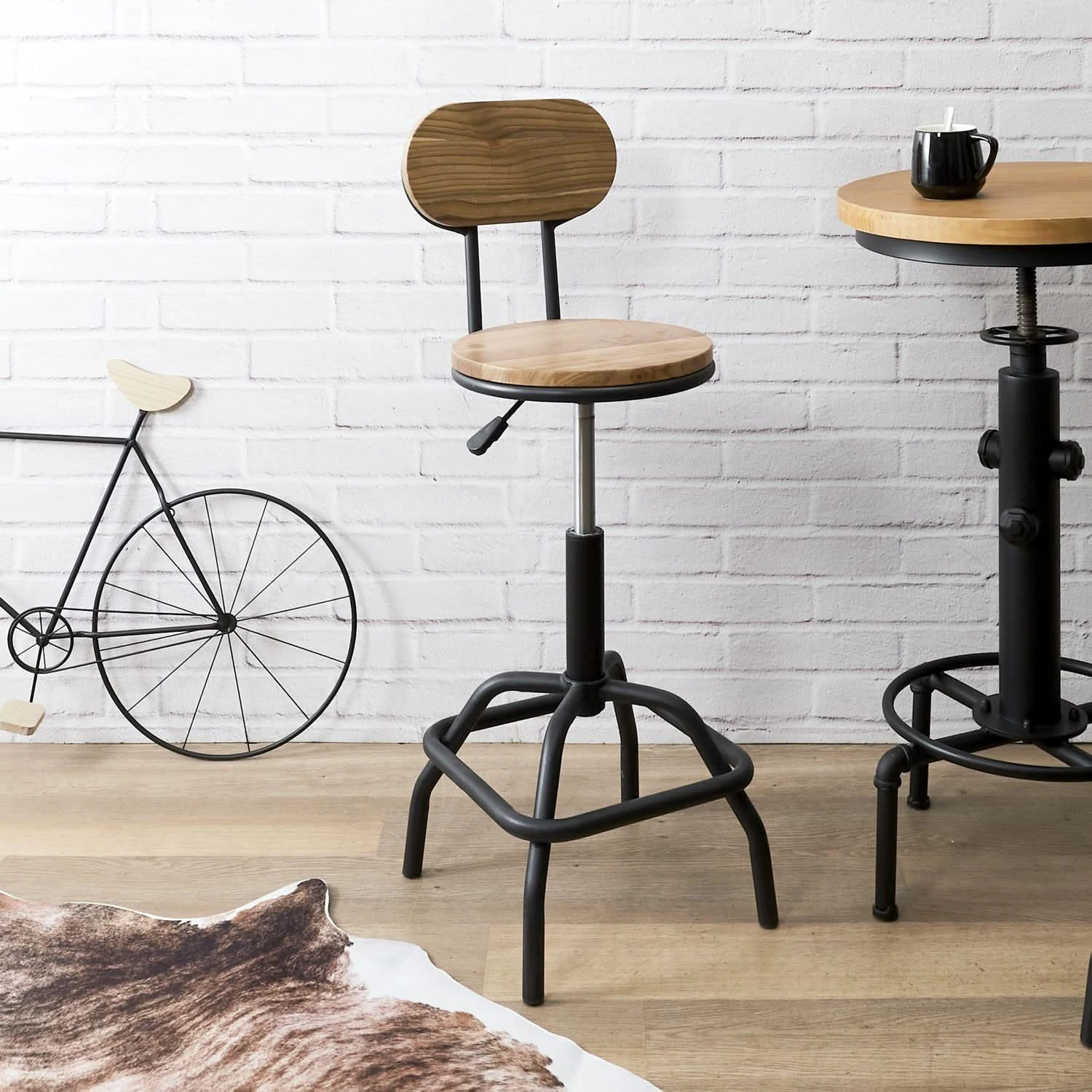 CHAISE DE BAR REGLABLE BOIS BRUT ACE 3 CHAISE DE BAR REGLABLE BOIS BRUT ACE