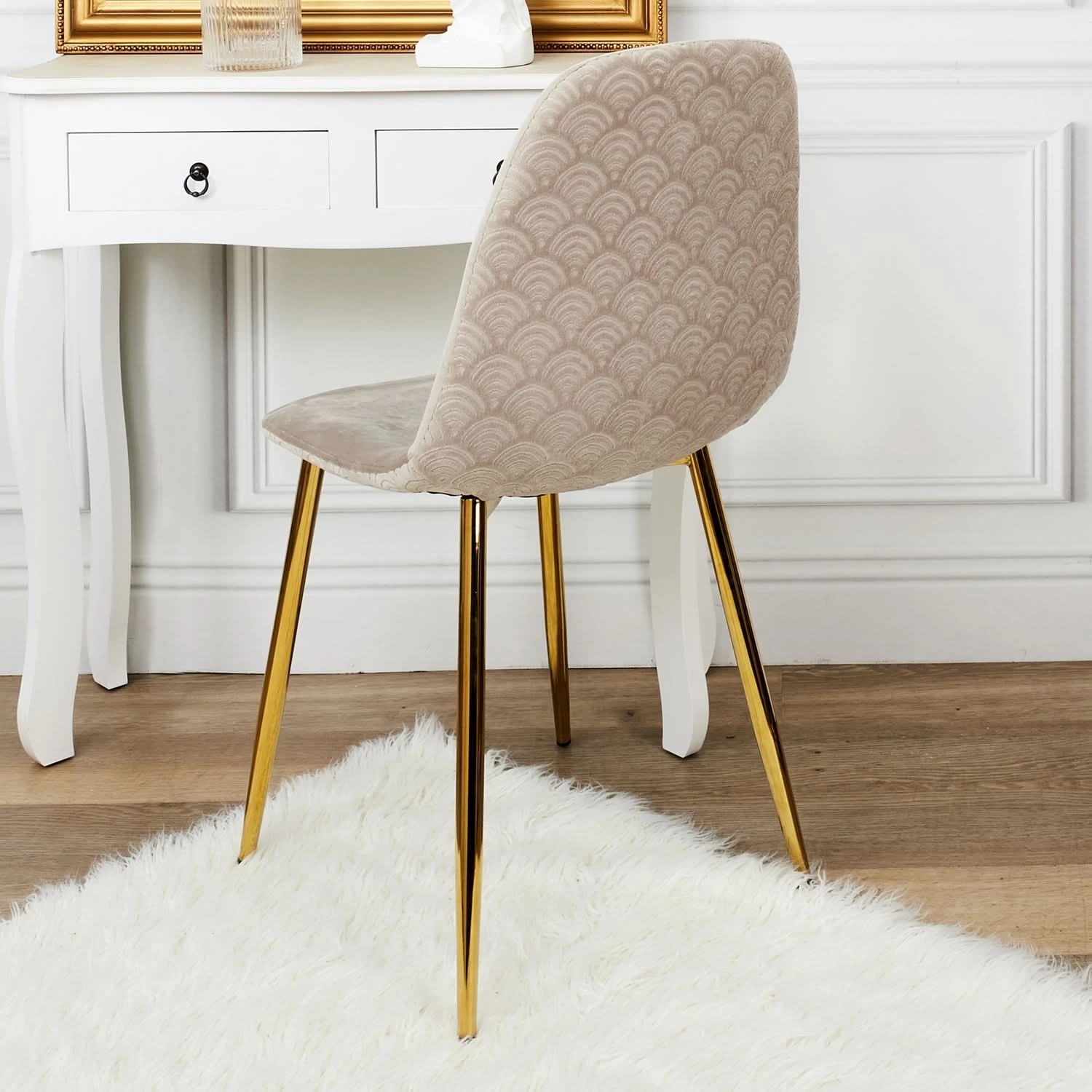 CHAISE PIEDS DORE - Lot De 4 3 CHAISE PIEDS DORE - Lot De 4