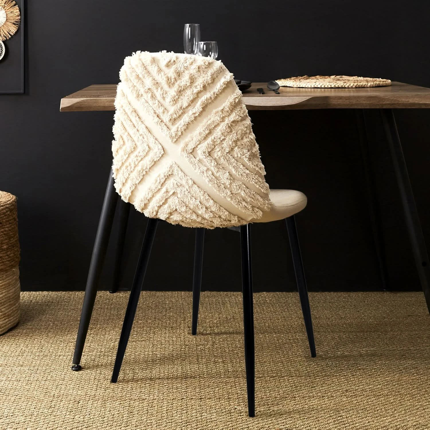 CHAISE MORA PIEDS METAL NOIR - Lot De 4 3 CHAISE MORA PIEDS METAL NOIR - Lot De 4