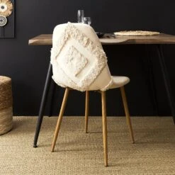 CHAISE FARO PIEDS METAL IMITATION BOIS - Lot De 4