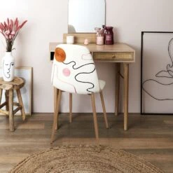 CHAISE POESIE PIEDS METAL IMITATION BOIS - Lot De 4