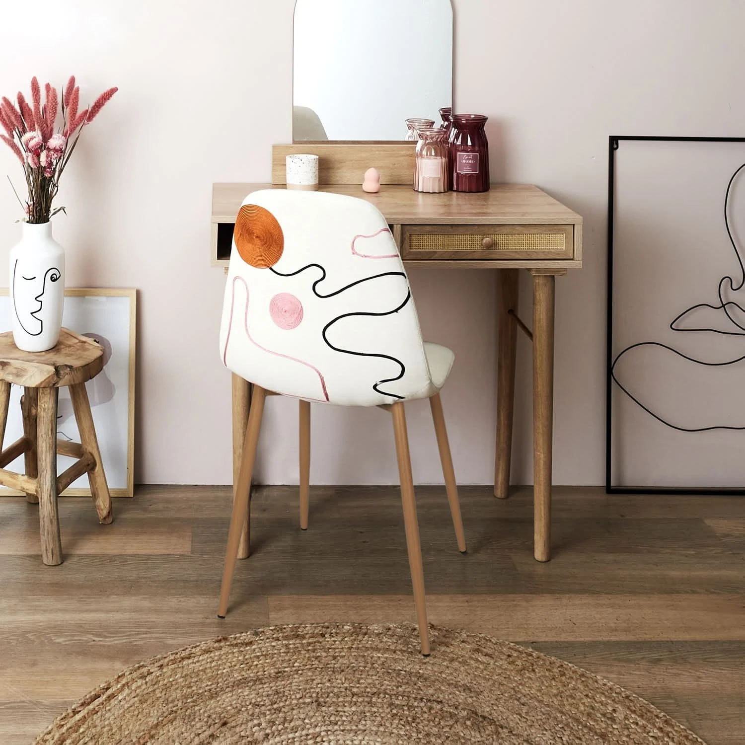 CHAISE POESIE PIEDS METAL IMITATION BOIS - Lot De 4 3 CHAISE POESIE PIEDS METAL IMITATION BOIS - Lot De 4