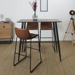 TABOURETS DE BAR MARRON INDUS - Lot De 2 -Ameublement De Maison HD9242 WEB LOT DE 2 TABOURETS DE BAR PU INDUS 1