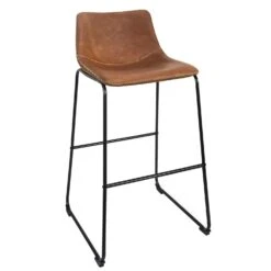 TABOURETS DE BAR MARRON INDUS - Lot De 2 -Ameublement De Maison HD9242 WEB LOT DE 2 TABOURETS DE BAR PU INDUS 2