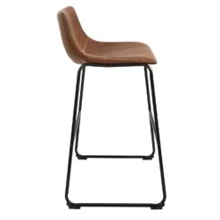 TABOURETS DE BAR MARRON INDUS - Lot De 2 -Ameublement De Maison HD9242 WEB LOT DE 2 TABOURETS DE BAR PU INDUS 4