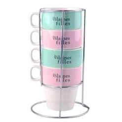 COFFRET DE 4 TASSES A CAFE AVEC SUPPORT 7 COFFRET DE 4 TASSES A CAFE AVEC SUPPORT -Ameublement De Maison coffret4tassesavecsupport