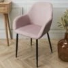 FAUTEUIL GIULIA ROSE VELOURS COTELE - Lot De 2